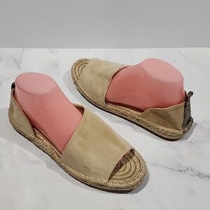 Queen George Tan Espadrilles Flat Sandals